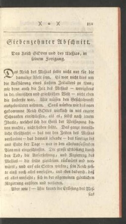 Siebenzehnter Abschnitt. Das Reich GOttes und des Meßias, in seinem Fortgang