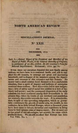 The North American review and miscellaneous journal, 8. 1819