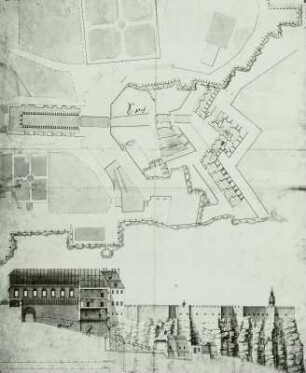 Königstein, Festung: Bauplan mit Grundriß, Aufriß und Schnitten : Königstein, Festung