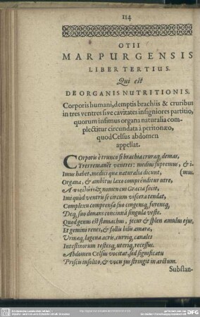 Liber Tertius, Qui Est, De Organis Nutritionis