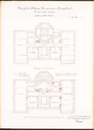 Anatomisches Institut der Albertus-Universität Königsberg: Grundrisse 1. und 2.OG