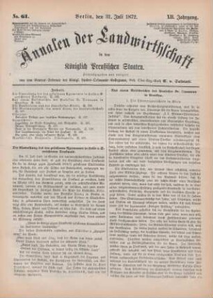 No. 61. Berlin, den 31. Juli 1872. XII. Jahrgang.