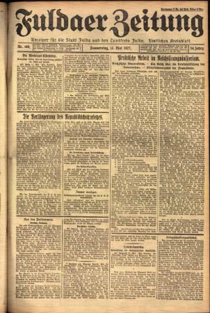 Erste Ausgabe vom Donnerstag, den 12. Mai 1927.