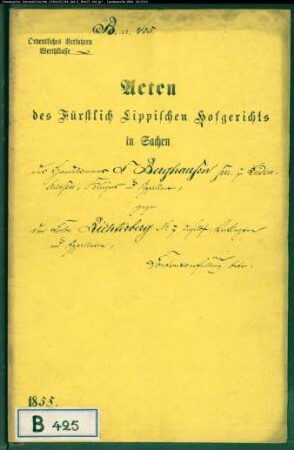 Berghausen, Handelsmann zu Lüdenhausen gegen Richterberg Nr. 7 zu Lüdenhausen