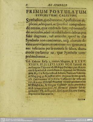 Primum Postulatum Syncretismi Calixtini
