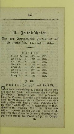 II. Zeitabschnitt. Von dem Westphälischen Frieden bis auf die neueste Zeit. (v. 1648 - 1824