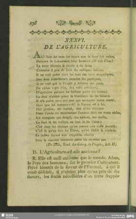 XXXVI. De L'Agriculture