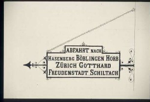 Schild mit Hinweis auf Fahrziele