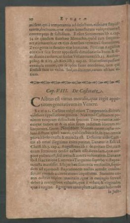 Cap. VIII. De Castitate.