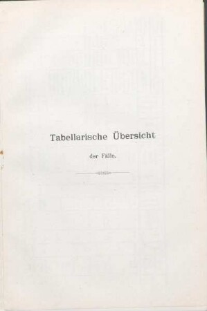 Tabellarische Übersicht der Fälle.