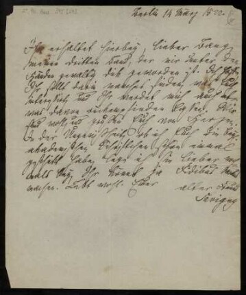 Brief von Friedrich Carl von Savigny an Johann Heinrich Christian Bang