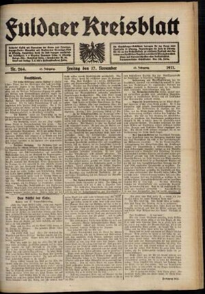 Erste Ausgabe vom Freitag, den 17. November 1911.