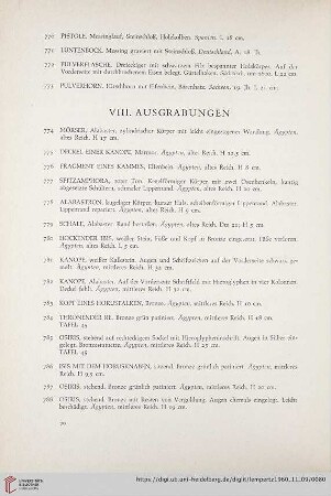 VIII. Ausgrabungen (Nr. 774 - 865)