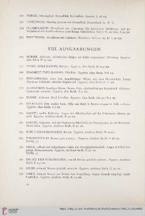 VIII. Ausgrabungen (Nr. 774 - 865)