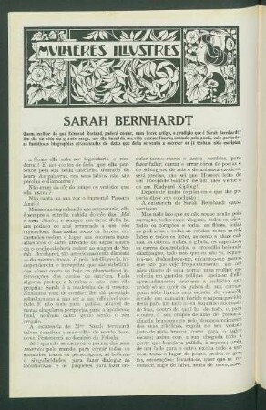Mulheres illustres : Sarah Bernhardt