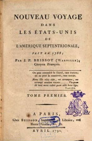 Nouveau Voyage Dans Les États-Unis De L'Amérique Septentrionale : Fait En 1788, 1