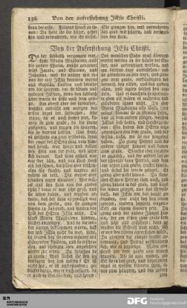Von der Auferstehung Jesu Christi.