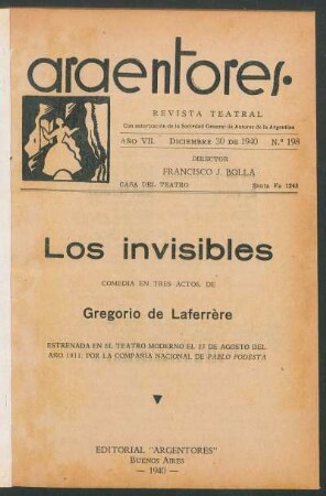 1940019800: Los invisibles : comedia en tres actos