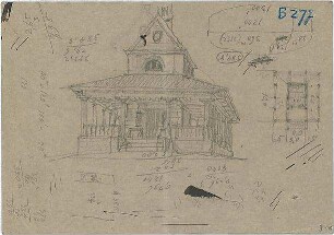 Thiersch, August ; Bad Reichenhall; Hl. Kreuz - Kapelle - Grundriss, Perspektive
