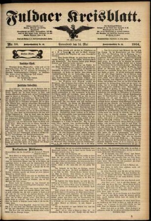 Erste Ausgabe vom Samstag, den 14. Mai 1904.