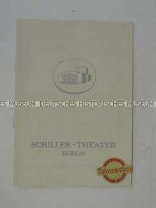 Programm des "Schiller-Theater" in Berlin zur Aufführung von "Elisabeth von England" von Ferdinand Bruckner