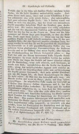 IV. Gynaekologie und Paediatrik.