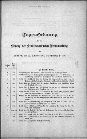 Tages-Ordnung, 27. Oktober 1897