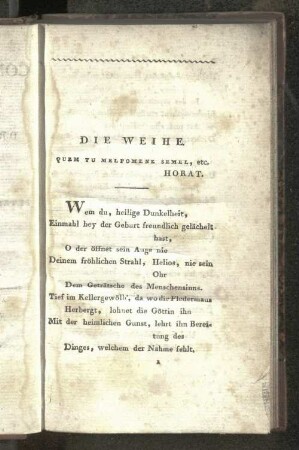 Die Weihe.
