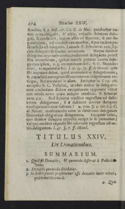 Tutulus XXIV. De Donationibus.