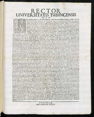 Rector Universitatis Tubingensis Civ. S. D.