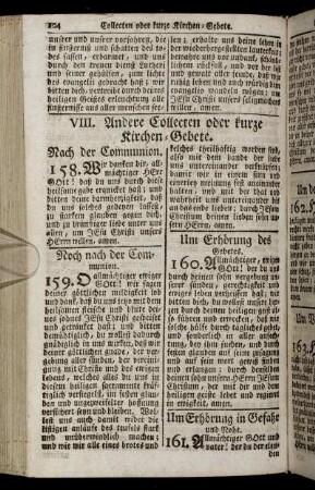 VIII. Andere Collecten oder kurze Kirchen- Gebete.