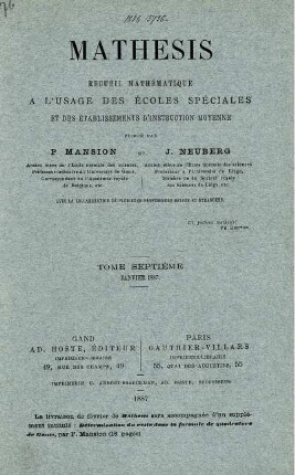 TOME SEPTIÈME JANVIER 1887.