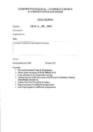 STUDENT CHRISTIAN MOVEMENT OF INDIA