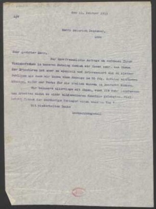 Brief an Heinrich Dessauer : 10.02.1915