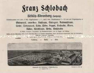 Werbeprospekt der Firma Franz Schlobach für Holzfourniere; um 1900
