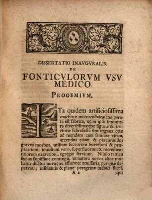 Dissertatio Inavgvralis Medica De Fonticvlorvm Vsv Medico