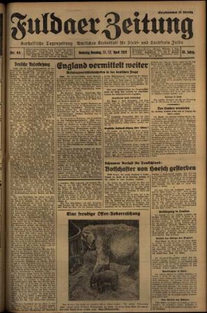 Erste Ausgabe vom Sonntag, den 12. April 1936.