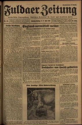 Erste Ausgabe vom Sonntag, den 12. April 1936.