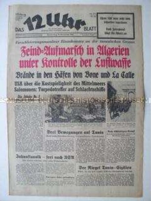 Berliner Tageszeitung "Das 12 Uhr Blatt" u.a. über die Kämpfe in Nordafrika