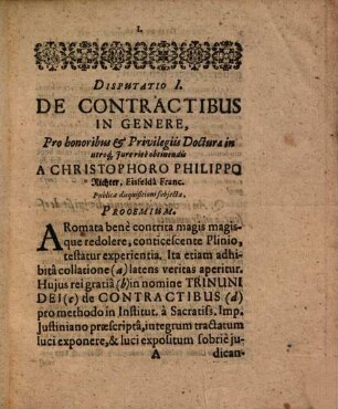 Tractatus De Contractibus Disputationem primam, De Contractibus In Genere