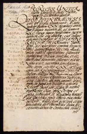 Todesanzeige des Johannes Rauchius [Rauch], Bürger und Ratsherr zu Tübingen, 1618.
