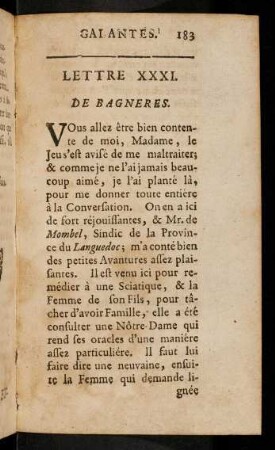 183-214, Lettre XXXI.