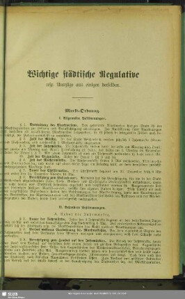 Wichtige städtische Regulative