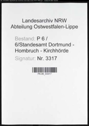 Sterberegister Standesamt Dortmund-Hombruch-Kirchhörde (XXII)
