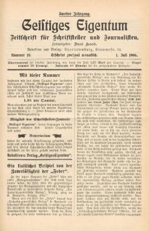 Nummer 19 (1. Juli 1906)