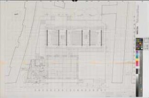 Münster (Münster) Hörsaalgebäude der Universität am Neuplatz Grundriß Obergeschoß, Außenanlagen mit Änderungen 1966/67 1 : 100 78 x 113 Pause Dr. F. W. Kraemer, Architekt, Braunschweig Regierung Münster Nr. 34045