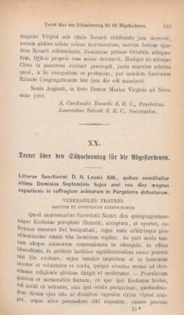 323-326 Decret über den Sühnesonntag für die Abgestorbenen