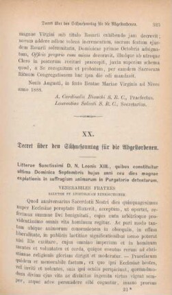 323-326 Decret über den Sühnesonntag für die Abgestorbenen