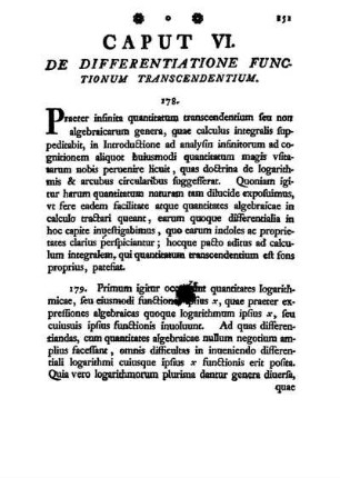 Caput VI. De Differentiatione Functionum Transcendentium.