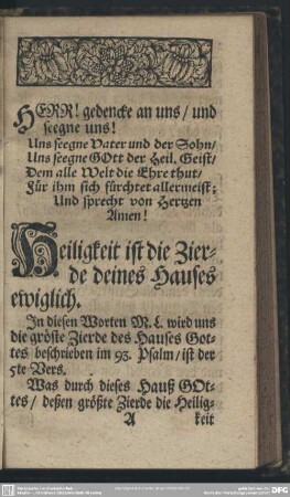 Heiligkeit ist die Zierde deines Hauses ewiglich